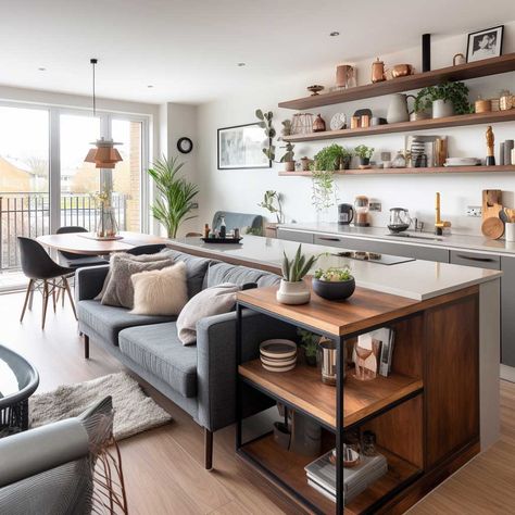 Open Layout Kitchen Living Room, Small Open Plan Kitchen Living Room, Kitchen Living Room Combo, Open Concept Kitchen Living Room Layout, Small Open Plan Kitchens, Small Open Kitchens, Large Living Room Layout, Open Plan Kitchen Living, Open Space Living Room