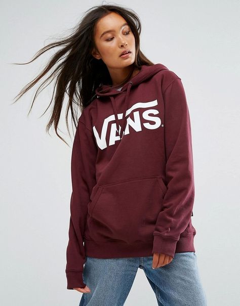 Vans Classic Logo Pullover Hoodie In Burgundy Vans Sweatshirt, Burgundy Hoodie, Glamour Outfit, Vans Outfit, Vans Shirt, Womens Sweatshirts Hoods, Fun Sweatshirts, Classic Logo, Vans Classic