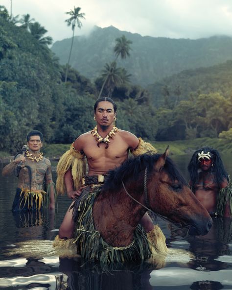 The Marquesan people, Marquesas Islands, Polynesia: The native inhabitants are known in the local language as Enanaa, meaning ‘people.’ Traditionally, Marquesans wore clothing made of leaves and grasses that were decorated with animal teeth and beads. Today, their skirts are more likely to be made of cloth. Historically, Enanaa had no written alphabet, so tattoos are an important part of their identities. Shapes and symbols enable people to communicate their status and their genealogy. World Cultures, Jimmy Nelson, Polynesian People, Marquesas Islands, Marquesan Tattoos, Polynesian Culture, People Of The World, A Horse, Character Design Inspiration