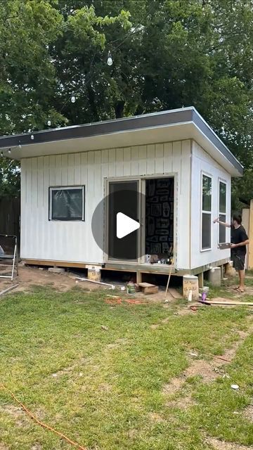 Tiny House Attractive🏠 | This backyard studio is what dreams are made of😍✨✨  Watch @arnelle transform this backyard shed into a studio that can function as a home... | Instagram Guest Quarters Ideas, Tiny House With Office Space, Shed Adu Conversion, How To Make A Shed Into A Tiny House, Micro Studio Apartment Ideas Tiny Spaces, Tiny Home Backyard Ideas, Tiny House Built Ins, Shed Into Bedroom, Home Office Additions Back Of House