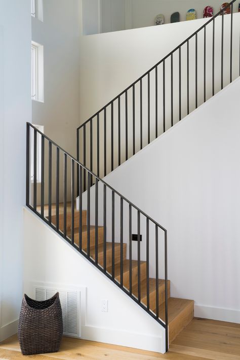 Bonum Modern Home | Alair Homes Charlotte Home Staircase Design, Design Under Stairs, Modern Stairs Design, Home Staircase, Staircase Design Ideas, Storage Stairs, Under Stairs Storage, Interior Stair Railing, Modern Railing