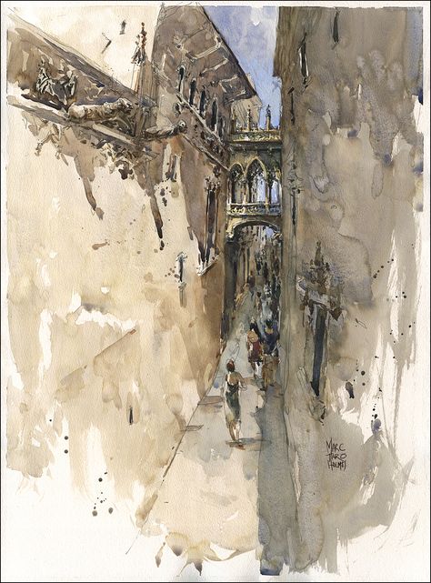 Marc Holmes - Barcelona (Urban Sketchers) Gothic Quarter, Watercolour Inspiration, Travel Sketches, Urban Sketchers, Watercolor Sketch, Urban Sketching, Watercolor Inspiration, Architecture Sketch, Watercolor Landscape