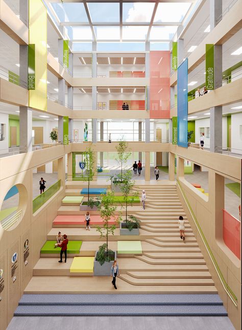 BELVEDERE SCHOOL CAIRO, MAIN ENTRANCE :: Behance Schools Interior Design, School Atrium Design, School Entrance Design Architecture, Educational Center Architecture, School Main Entrance Design, Schools Architectural Design, School Entry Design, Architecture School Project, School Courtyard Design