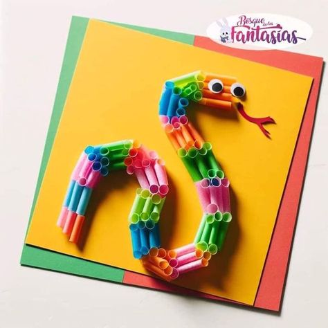 Drinking Straw Crafts, Recycle Crafts Diy, Straw Crafts, 7th Grade Art, Popsicle Crafts, Drink Straw, Art Drawings For Kids, Recycled Crafts, Animal Crafts