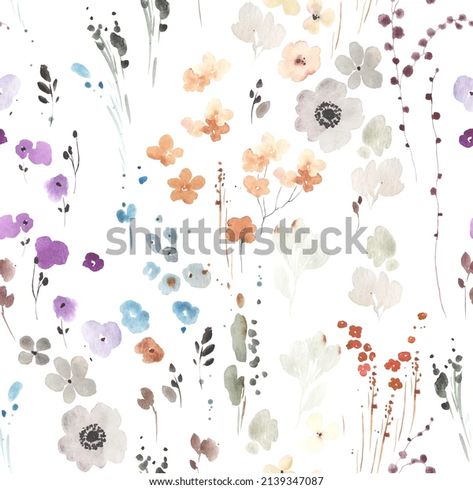 Abstract Floral Pattern Seamless Watercolor Print Stock Illustration 2139347087 | Shutterstock Kalamkari Designs, Baby Fabric, Flower Watercolor, Pattern Seamless, Digital Flowers, Botanical Flowers, Flower Illustration, Baby Prints, Abstract Floral