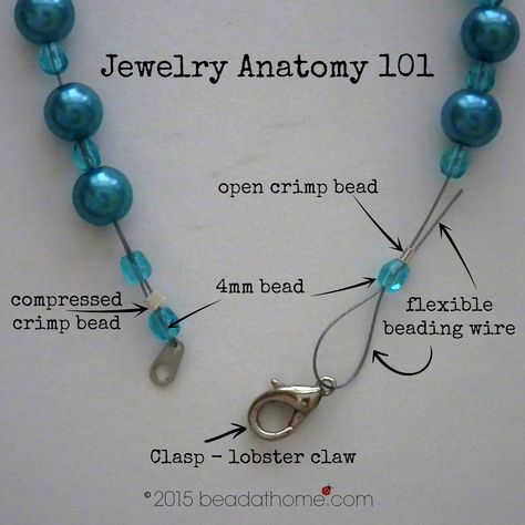 Jewelry Findings Guide, Basic Necklace, Making Jewelry For Beginners, Diy Jewelry Making Tutorials, Gelang Manik-manik, Pola Gelang, Beaded Necklace Diy, Diy Bracelet Designs, Gelang Manik