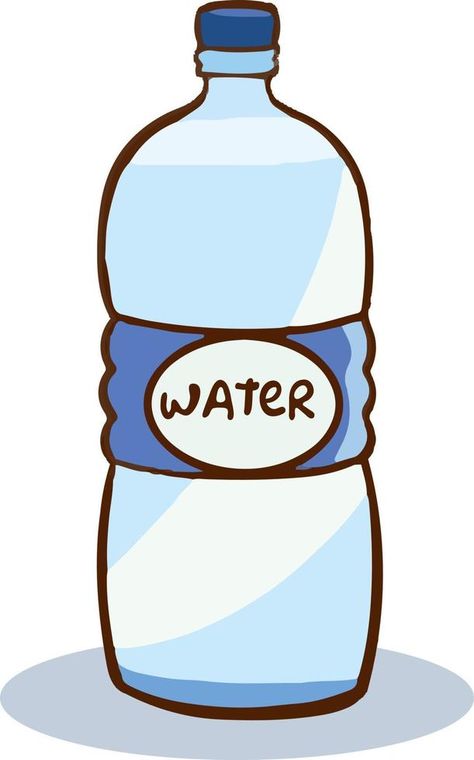 Plastic Bottles Art, Water Bottle Clipart, Bottles Illustration, Water Bottle Drawing, Water Bottle Aesthetic, Water Bottle Cartoon, Water Clipart, Cartoon Water Bottle, Water Doodle