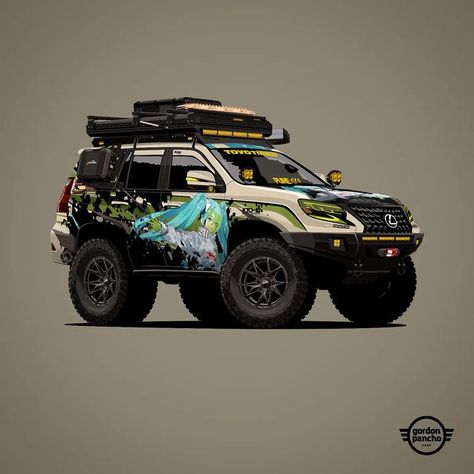 Gordon Pancho on Instagram: "Definitely the most spectacular rig I've ever drawn. Owner: @jmattgarcia #lexus #lexusgx #lexusgx460 #pure4x4 #lexusfanatic #lexusgxclub #gx460 #lexusgang #4x4 #4x4rigs #goodsmileracing #toyotires #running4tacos #mackin_ind #rayswheels #teamtoyotausa #jw_offroad #aidenjamescustoms #cartooncar #tooncar #landcruiser" Land Cruiser 120, 4th Gen 4runner, Lexus Gx 460, Lexus Gx, Toyota Land Cruiser Prado, Lexus Gx470, Cool Car Drawings, Big Wheel, Car Cartoon