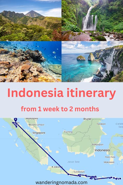 Indonesia Itinerary 1 Month, Things To Do In Indonesia, Indonesia Travel Itinerary, Backpacking Indonesia, Indonesia Itinerary, Backpacking Routes, Komodo Island, Raja Ampat, Honey Moon