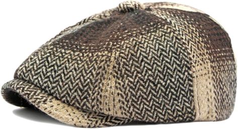 Amazon.com: Tweed Newsboy Flat Cap for Men Women Gatsby Ivy Cabbie Hat Scally Cap Hats For Weddings, Plaid Beret, Beret Men, Mens Beret, Gatsby Hat, Beret Style, Cabbie Hat, Painter Hat, Ivy Cap