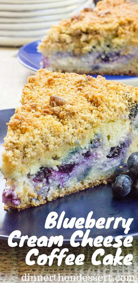 Blueberry Cream Cheese Coffee Cake, Cake And Cheesecake, Cheese Coffee Cake, Crumb Coffee Cakes, Cream Cheese Coffee Cake, Resipi Kek, Coconut Dessert, Blueberry Desserts, Blueberry Cream Cheese