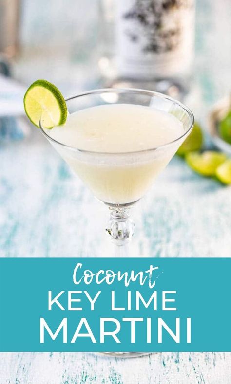 Vodka Party Drinks, Coconut Vodka Drinks, Lime Martini Recipe, Coconut Martini, Lime Martini, Key Lime Martini, Hemingway Daiquiri, Martini Recipes Vodka, Coconut Vodka