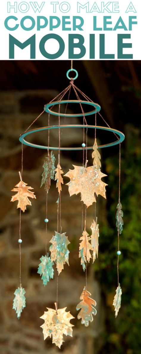 How to make a handmade copper leaf mobile perfect for Fall. The craft kit includes all the supplies you need. A simple DIY craft tutorial idea. Leaf Mobile, Diy Crafts Tutorials, Diy Copper, Copper Leaf, House Diy, Craft Tutorial, Handmade Copper, The Craft, Copper