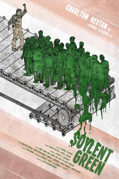 Soylent Green Movie, Green Movie, Soylent Green, Film Club, Personal Investigation, Charlton Heston, Superhero Poster, Dystopian Future, Fiction Movies