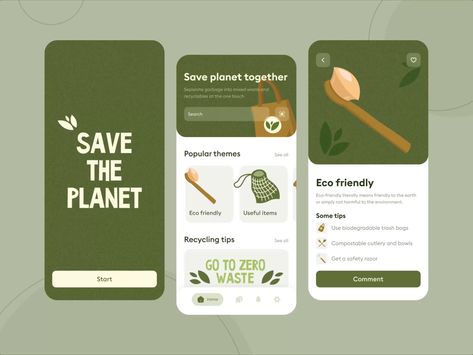 Recycling App Design, Eco App Design, Community App Design, App Ux Design, Ux Ui Design Inspiration, Ui Ux Design App, Creative App Design, Application Ui Design, Desain Ux