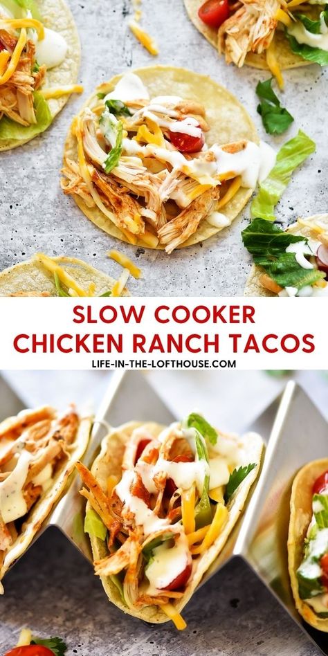 Crock Pot Chicken Ranch Tacos, Ranch Chicken Tacos Crockpot, Southwest Ranch Chicken Tacos, Chicken Ranch Tacos Crockpot, Crockpot Chicken Ranch, Crockpot Ranch Chicken Tacos, Slow Cooked Chicken Breast, Ranch Tacos, Ranch Chicken Tacos