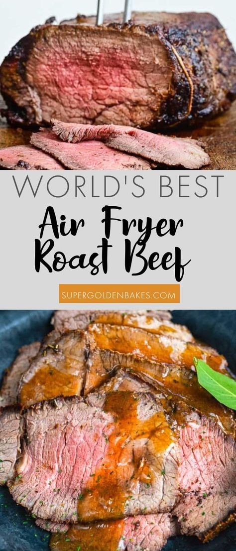 Air Fryer Roast Beef – it is so easy to make succulent roast beef in your air fryer! Just a handful of ingredients and you can have tender roast beef on the table in under an hour! Air Fryer Roast Beef, Air Fryer Recipes Beef, Oven Roast Beef, Roaster Recipes, Air Fryer Roast, Roast Beef Recipe, Tender Roast Beef, New Air Fryer Recipes, Cooking Roast Beef