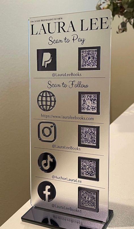 Payment Sign Business, Social Media Display, Cricut Qr Code, Diy Qr Code Sign For Business, Social Media Qr Code Sign, Qr Code Signs, Payment Options Sign, Qr Code Signage, Diy Business Sign