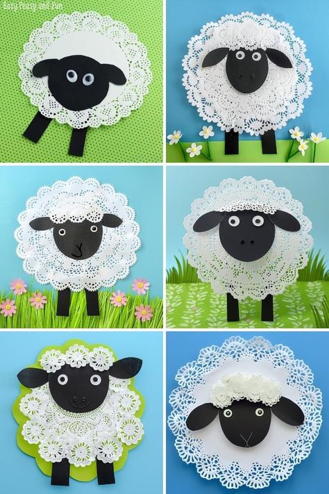 Shamrock Decorations, Sheep Craft, Paper Doily Crafts, Easter Craft For Kids, Mothers Day Crafts Preschool, Farm Animal Crafts, Easter Arts And Crafts, Sheep Crafts, Doilies Crafts