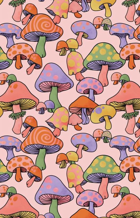 60s Wallpaper, 60s Aesthetic, Mushroom Magic, Mushroom Wallpaper, Artsy Background, Witchy Wallpaper, Trippy Wallpaper, Happy Hippie, Color Wave