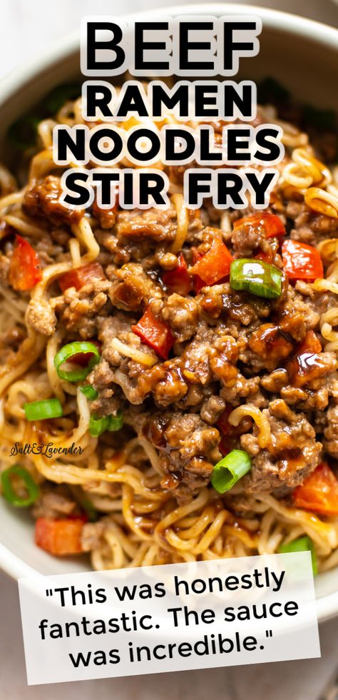 Beef Ramen Noodles, 15 Minute Meals Dinners, Noodles Stir Fry, Beef Ramen, 15 Minute Dinners, Diet Smoothie Recipes, Healthy Food Facts, Beef And Noodles, Peanut Sauce