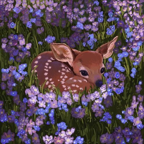 Baby Deer Art, Deer Art Print, Deer Illustration, Deer Painting, Gemstone Art, Deer Art, Animal Illustrations, Round Art, Arte Animal