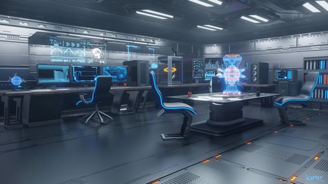 Sci fi Office , James King on ArtStation at https://www.artstation.com/artwork/GawLDQ Sci Fi Office, James King, Wallpaper Office, Sci Fi Wallpaper, Sci Fi Landscape, Diy Tech, Work Stations, Luxury Lifestyle Dreams, Office Environment