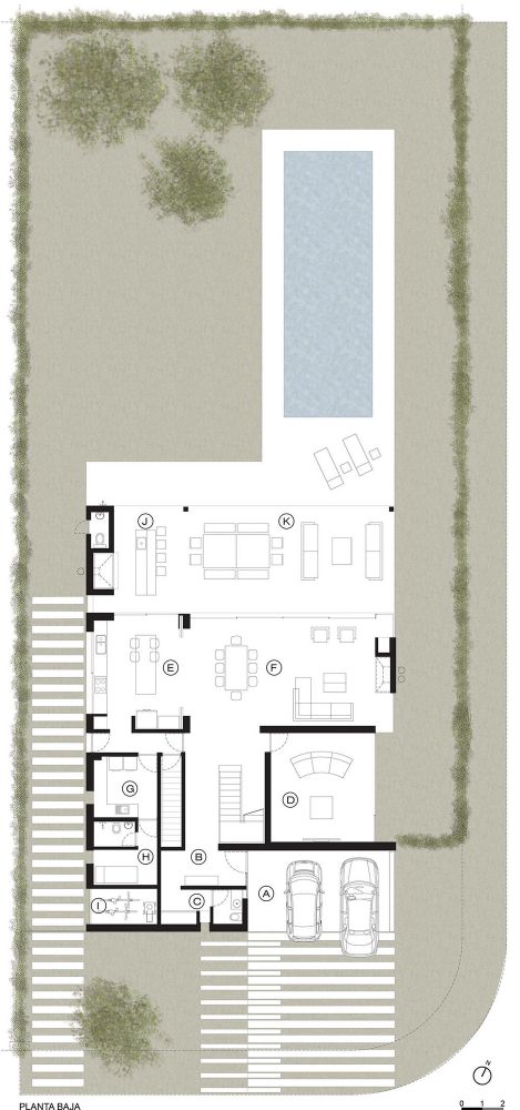 Casa A / Estudio GMARQ Kaufmann House, Craftsman Floor Plan, Lodge House, Luxury Plan, Villa Plan, Floor Plan Layout, Family Plan, Ground Floor Plan, Modern House Plans