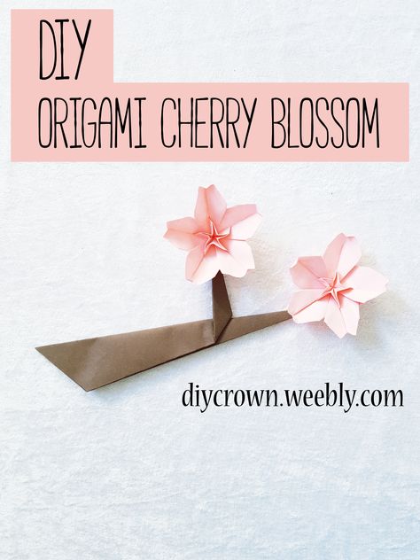 Tutorial on how to make origami cherry blossom with a branch #origami #origamiflowers #cherryblossom #origamibranch #origamicherryblossom #cherryblossomflowers Origami Blossom, Cherry Blossom Diy, Origami Cherry Blossom, Origami Sakura, Cherry Blossom Origami, Sakura Origami, Cherry Blossom Card, Origami Tree, Origami Flowers Tutorial