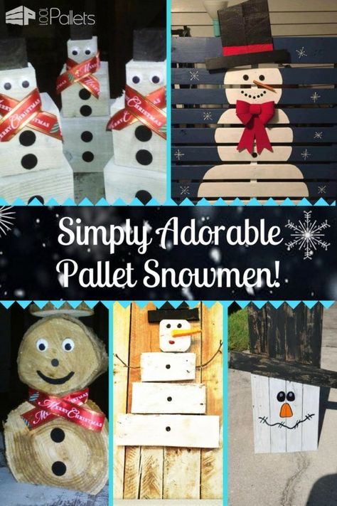 5 Easy Pallet Snowman Ideas For Your Holidays! Pallet Projects Christmas, Pallet Snowman, Snowman Ideas, Repurpose Pallets, Pallet Home Decor, Pallet Furniture Designs, 1001 Pallets, Pallet Projects Furniture, Simple Woodworking Plans