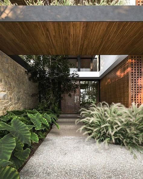 777 Museum House Decor, Villa Entrance Design Exterior, Bali House Exterior, Tropical Modern Interior, Bali Exterior, Tropical Exterior, Tropical Modern House, Bali Architecture, Tropical Villa