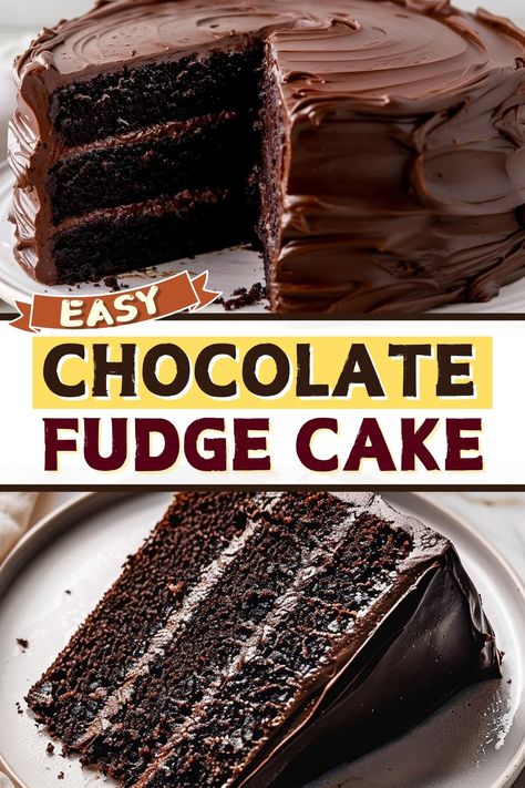 Canela, Easy Chocolate Fudge Cake, Fudgy Cake, Chocolate Cake From Scratch, Easy Chocolate Fudge, Cake From Scratch, Homemade Birthday Cakes, Easy Chocolate Cake, Chocolate Fudge Cake