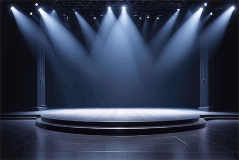 Empty dark concert stage with spotlights... | Premium Vector #Freepik #vector #light #night #background #room Stage Concert Background, Black Stage Background, Concert Background Stage, Dark Concert, Concert Background, Background Room, Stage Spotlights, Night Concert, Concert Lights