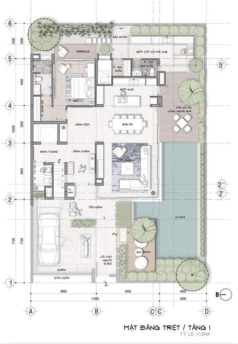 Architecture Floor Plan Presentation, Floor Plan Presentation, House Site Plan, Villa Layout, 40x60 House Plans, Rendered Floor Plan, Courtyard House Plans, Architectural Floor Plans, Villa Plan