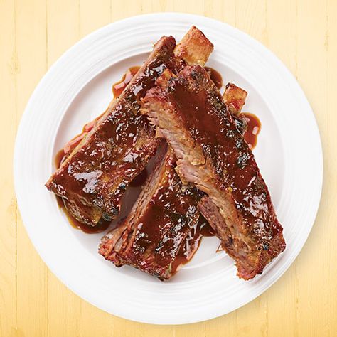 Braised Bourbon BBQ Ribs Recipe | Wegmans Garlic Ribs Recipe, Meaty Appetizers, Best Ribs Recipe, Honey Garlic Ribs, Grilled Baby Back Ribs, Glazed Ribs, Back Ribs, Ribs On Grill, Beef Short Ribs