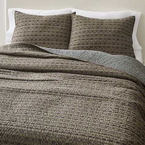 Gemma Reversible Print Mix Quilt & Shams | West Elm Moroccan Bed, Franklin Homes, Fall Palette, Cottage Inspiration, Organic Bedding, Bedroom Quilts, Quilt Comforter, Williams Sonoma Home, Quilted Sham