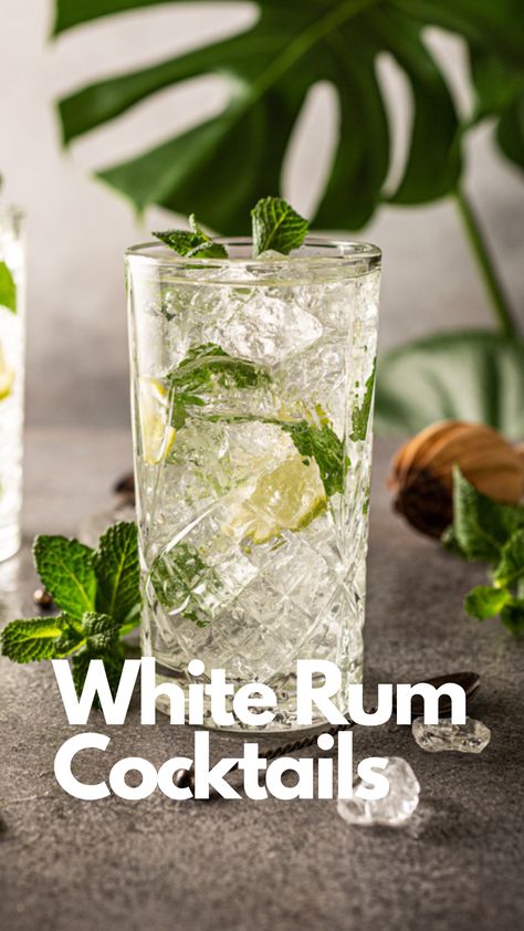 White Rum Cocktails Bacardi White Rum Cocktails, Bacardi Rum Drinks Easy, White Cocktail Recipe, White Rum Cocktails Easy, Cocktails With White Rum, Light Rum Cocktails, Simple Rum Cocktails, Drinks With White Rum, Light Rum Drinks