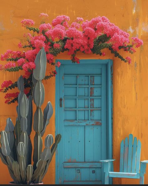 Arizona Decor, Nice Wallpaper, Mexican Interiors, Gorgeous Doors, Mexican Home Decor, Mexican Home, Cactus Decor, Mexican Decor, Old Doors