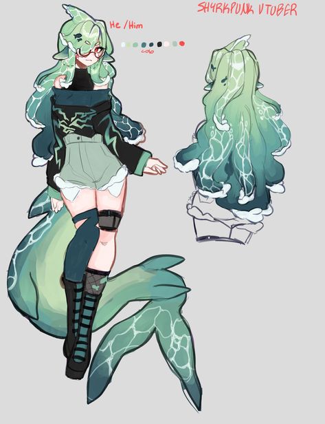 Demon Types Character Design, Cat Fighter Character, Mythical Creatures Character Design, Calico Character Design, Anglerfish Character Design, Catfish Character Design, Lemon Shark Mermaid, Cheshire Cat Design, Ocean Themed Character Design