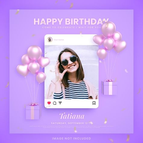 Facebook Happy Birthday Post, Happy Birthday Social Media Design, Social Media Birthday Post, Happy Birthday Social Media Post, Birthday Social Media Design, Birthday Ads Design, Birthday Post Template, Birthday Post Design, Birthday Pubmat