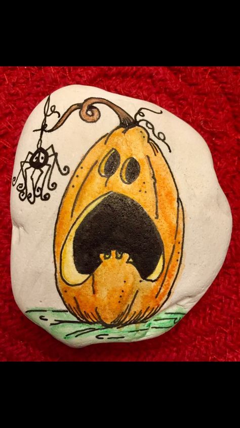 Rock Painting Spider, Halloween Rocks Painted Ideas, Pumpkin Rock Painting, Halloween Rock Art, Halloween Painted Rocks, Fall Rocks, Baba Jaga, Fall Rock, Carving Pumpkins