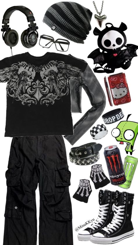 #emo #scene #alt #alternative #grunge #y2k #2000s #mensfashion #ootd #fitcheck #deathnote #outfitinspo #fashionboard #ootdinspo #style #styleinspo #everskies #ootdinspo #outfit #y2kfashion #clothes Emo 200s Outfit, Y2k Punk Outfits Men, Rocker Punk Outfits, Y2k Aesthetic Outfit Ideas Grunge, Emo Outfits For Guys 2000s, Emo Outfit Inspo Masc, Scene Outfit Inspo 2000s, Scene Outfit Inspo Masc, Mens Emo Outfits