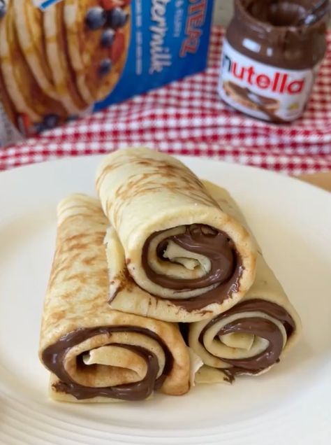 Nutella® Crepes | Krusteaz Funnel Cakes Recipe, Crepes With Nutella, Krusteaz Recipes, Krusteaz Pancake Mix, Crepes Nutella, Dessert Crepes, Sweet Crepes Recipe, Nutella Pancakes, Easy Crepe Recipe