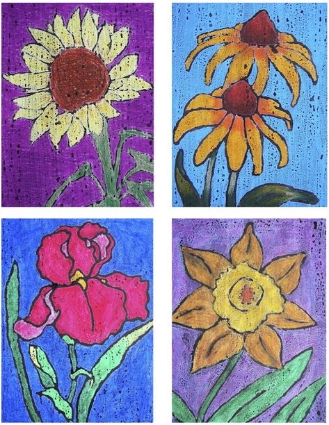 The Rolling Artroom: Floral Oil Pastel Resist (7th-12th General Art) Oil Pastel Resist, Intermediate Art, Georgia Okeefe, Floral Oil, Oil Pastel, Georgia, Pastel, Floral, Art