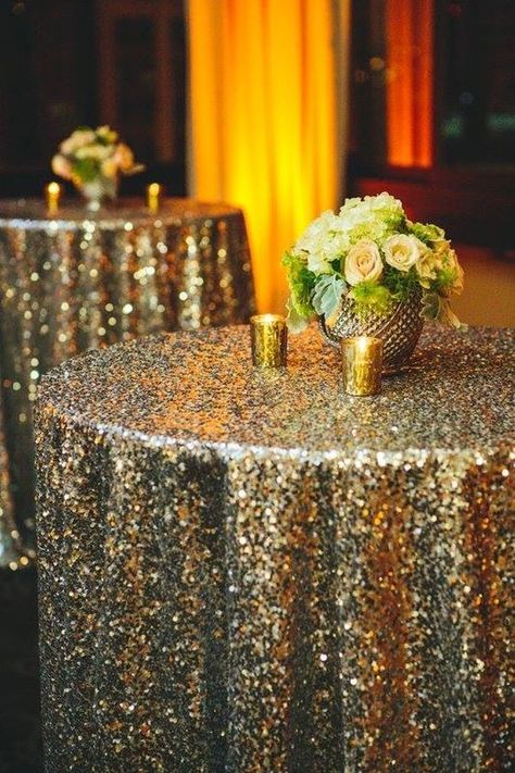 Sit-down dinner or no, a sequin tablecloth adds instant glittering drama to a dining table, refreshments table, or even a small cart in the corner. New Year's Eve Party Themes, Christmas Ideas For Boyfriend, New York City Christmas, Vintage Christmas Lights, Nyc Christmas, New Years Eve Weddings, Christmas Tree Decorations Diy, Fun Christmas Decorations, Christmas Events