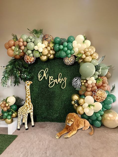 Multicolor  Collar  Latex   Embellished   Event & Party Supplies Giraffe Baby Shower Theme, Safari Theme Birthday Party, Safari Birthday Party Decorations, Wild Baby Shower, Safari Balloon, Safari Baby Shower Boy, Baby Shower Balloon Arch, Baby Shower Safari Theme, Safari Theme Birthday