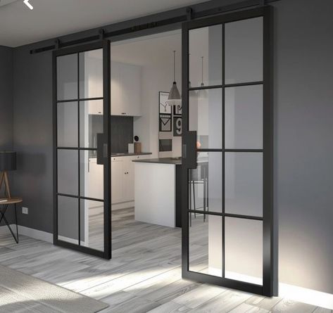 Indoor Sliding Doors Metal, Double Sliding Interior Doors, Internal Sliding Glass Doors Uk, Crittall Sliding Doors, Sliding Internal Glass Doors, Sliding Internal Doors Living Rooms, Glass Door In Living Room, Open Plan Kitchen Living Room Modern Sliding Doors, Internal Glass Double Doors