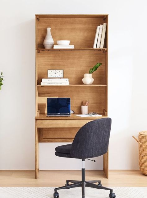 Hideaway Computer Desk, Small Bedroom Desk, Desk With Shelves, Shared Girls Room, Tiny Desks, Design Desks, Modern Desks, Bookcase Desk, Desks For Small Spaces