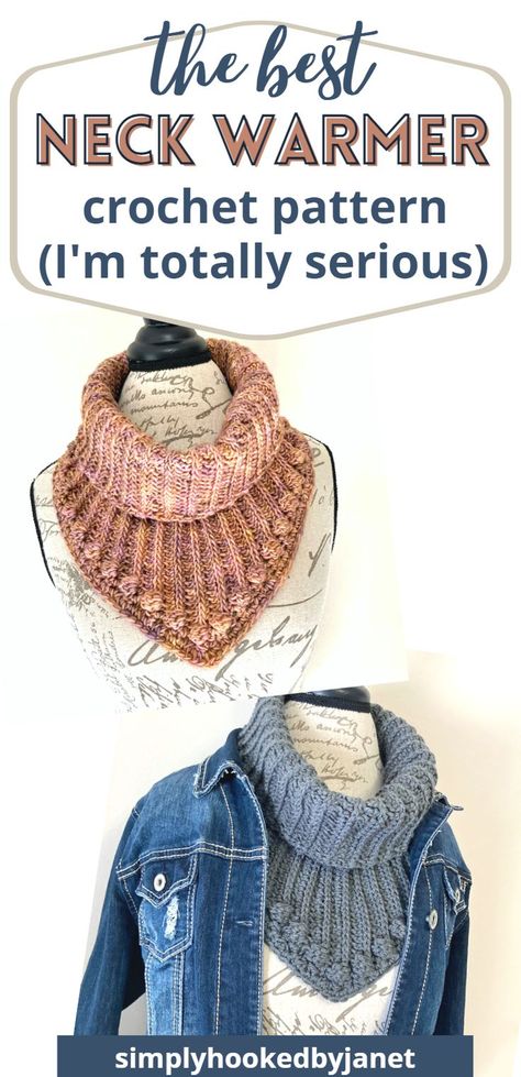 a triangle shape crochet knit-look cowl pattern with a ribbing stitch pattern and bobble stitch edge Crochet Outerwear, Crochet Bobble, Crochet Neck Warmer, Poncho Crochet, Crochet Cowl Pattern, Bobble Stitch, Cowl Pattern, Crochet Cowl, Knit Or Crochet