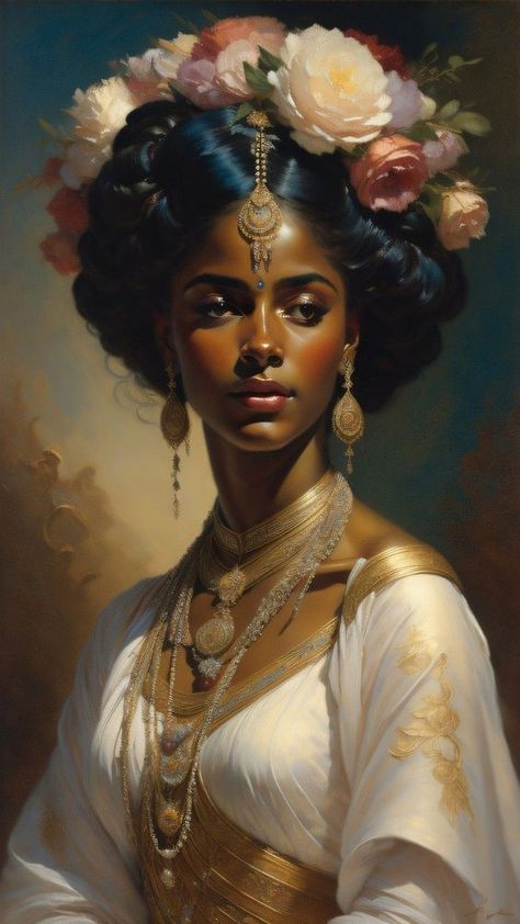 AI Art by Unknown Artist Rennaissance Art Black Women, Black Baroque Art, Black Women Art Goddesses, Afrocentric Art Goddesses, Black Royalty Aesthetic, May Aesthetic, Black Lockscreen, May Wallpaper, Wallpaper For Phone